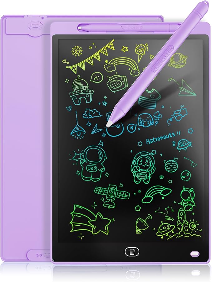 Genialba LCD Writing Board 10 Inches, Colourful Electronic Tablet, Portable Erasable Drawing Board, Graphic Tablet for Children's Games 3 4 5 6 7 Year Old Kid Boys Girls (Purple)
