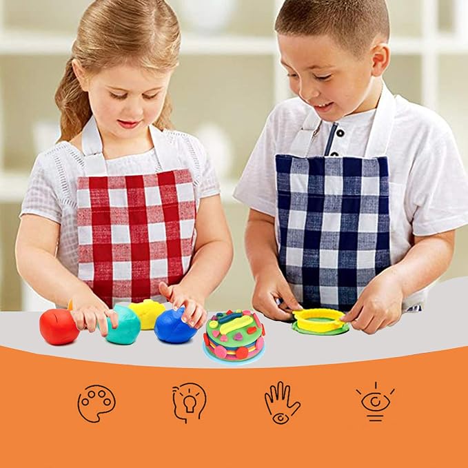 32-Piece Dough Tool Set for Kids – Dough Play Tools with Molds, Rollers, Extruder, Cutters & Scissors –Clay Tools for Creative Play (Random Colors)