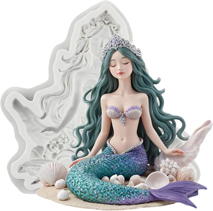Mermaid Silicone Molds Mermaid Polymer Clay Mold for DIY Craft Epoxy Resin Casting Polymer Clay Tools Crafts Air Dry Jewelry Making