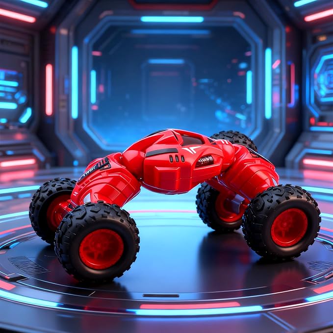 Friction Powered Toy Car for Kids, Press and Go Off-Road Push Car, Durable Shock-Resistant Vehicle, No Batteries Required, Toy Car for Boys & Girls Ages 3 (Red)