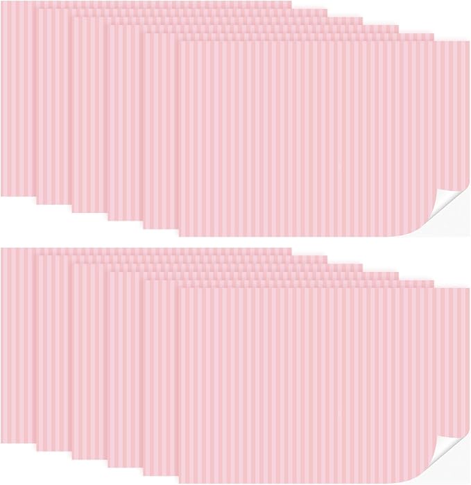 Flutesan 12 Pcs Miniature Dollhouse Wallpaper and Flooring Peel and Stick Mini DIY Self Adhesive Dollhouse Accessories 8.27 x 11.69 Inch (Pink Stripes)