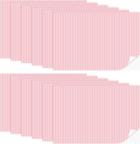 Flutesan 12 Pcs Miniature Dollhouse Wallpaper and Flooring Peel and Stick Mini DIY Self Adhesive Dollhouse Accessories 8.27 x 11.69 Inch (Pink Stripes)