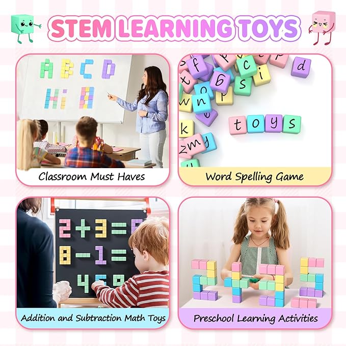 45pcs Magnetic Blocks for Kids Ages 3-5,Magnetic Building Blocks for Toddlers Girl Toys,Creative Sensory Toys 4-8 Magnet Cubes Toys Gifts for 3 4 5 6 7 8 Year Old Boys & Girls Birthday Christmas Gift