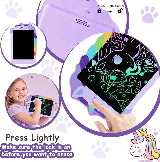 LCD Writing Tablet, Unicorn Drawing Pad Doodle Board, Colorful Toddlers Toys Drawing Board, Educational Toys for Boys Girls 3 4 5 6 7 8 Year Old Christmas and Birthday Gifts