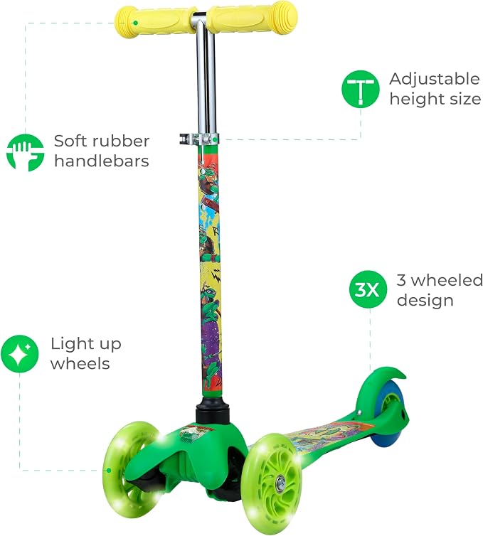 Kick Scooter for Kids, 3 Wheel Self Balancing, Light Up LED Wheels