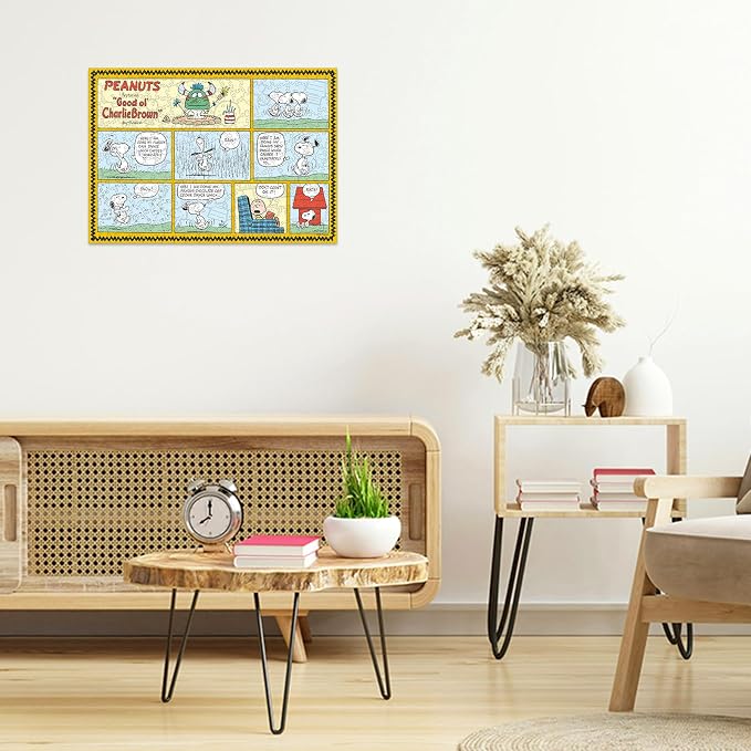 Peanuts Puzzles for Adults – Charlie Brown Wooden Puzzles, 300 Pieces Unique Shaped Jigsaw Puzzles, Snoopy Gifts for Women, 5MM Thick, Officially Licensed Merchandise – Good Ol Comic, 15.1" x 10.6"