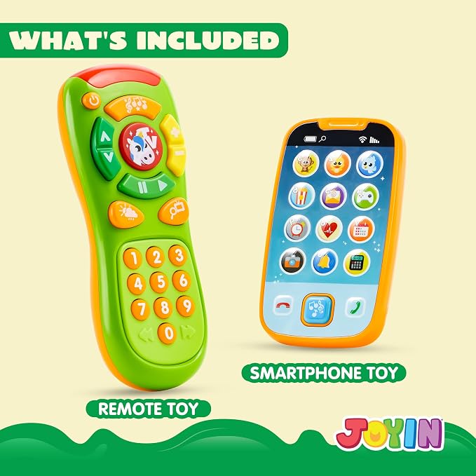 JOYIN Baby Toy Phone, Remote and Smartphone with Music, Fun Learning Musical Toys for Babies, Boys or Girls, Holiday Stocking Stuffers, Birthday Gifts for Kids