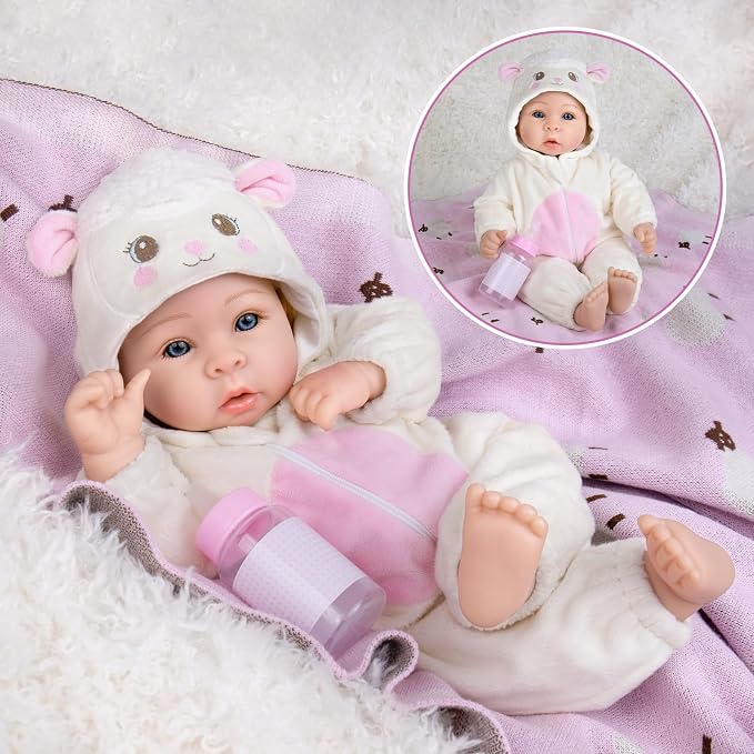 Aori Baby Doll Realistic, 17-inch Lifelike Baby Dolls Set with Feeding Kit Included, Real Life Newborn Baby Doll for Kids 3+, Parents, Elderly and Collectors