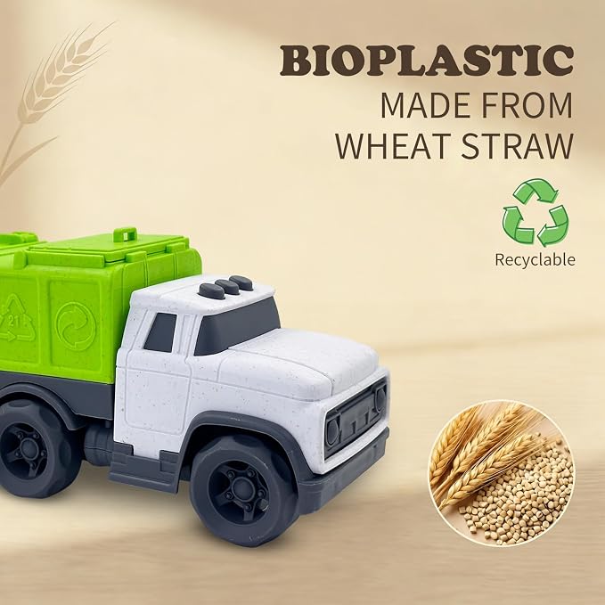Aigitoy Toddler Car Toys for 1-3 Year Old, Green Recycling Truck, BPA Free, Phthalates Free, PVC, Recycled Plastic, Construction Truck, Kids Outdoor Toys, Christmas Birthday Gifts for Boys Girls