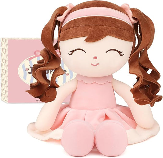 Soft Baby Doll Toys 16inch, Baby Rag Doll for One Year Old Girl Birthday Gift,Princess Style Plush Toys for Toddler Kids Infants (Pink)