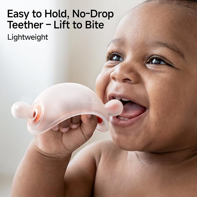 Garkoko Baby Teething Toys for 3-6 Months, No-Drop Silicone Teether for Breastfed Babies, Easy-Grip Infant Chew Toy for Teething Relief, BPA-Free Newborn Essentials