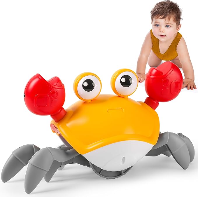 Hirger Crawling Crab Baby Toys 6-12 Months: Infant Tummy Time Toys, Dancing Walking Crab for Toddler 1 2 3 Year Old, 1st Birthday Gift with Music and Light
