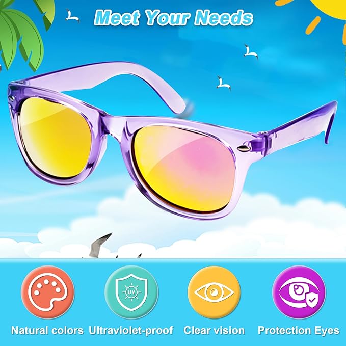 AILEHO Kids Sunglasses Bulk Party Favors - 32 Packs Boys Girls Sunglasses for Kids Age 3-8 with UV 400 Protection, Neon Sunglasses for Kids Party