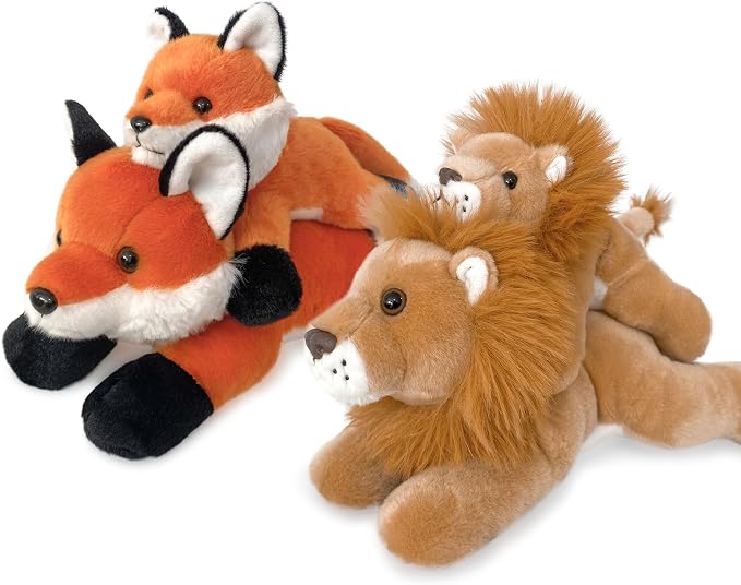 Lion Stuffed Animal for Kids,12 inch Realistic Animal Plush Toy Lying Down Posture Animals,Plush Cute Lion Gift for Boys Girls Adult Birthday Hug Teaching(L-Lion)