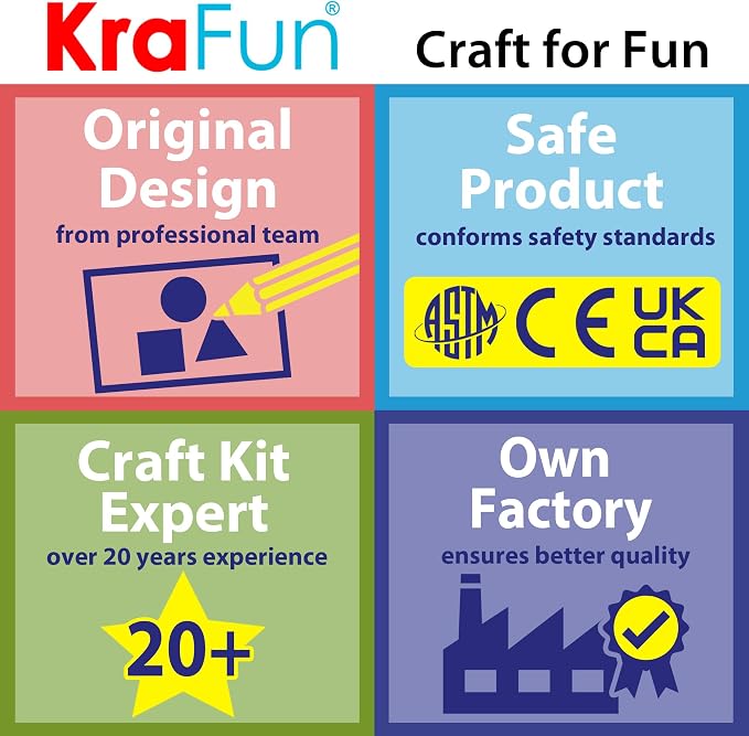 KRAFUN My First Sewing Kit for Beginner Kids Ages 6-12, 7 Easy DIY Projects of Stuffed Animal Dolls & Plush Pillow Craft, Pre-Punched Felt & Instructions, Gift for Girls Boys, Learn to Sew, Embroidery