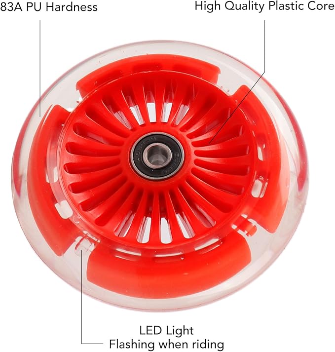 4-Pack Light Up Scooter Wheels - 120mm & 80mm White LED Replacement Wheel for Micro Mini Maxi Lascoota 3-Wheel Kick Scooter