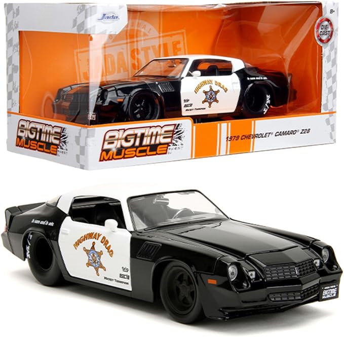 Jada Big Time Muscle 1:24 1979 Chevy Camaro Z28 Die-Cast Car, Toys for Kids and Adults (Police Colors)