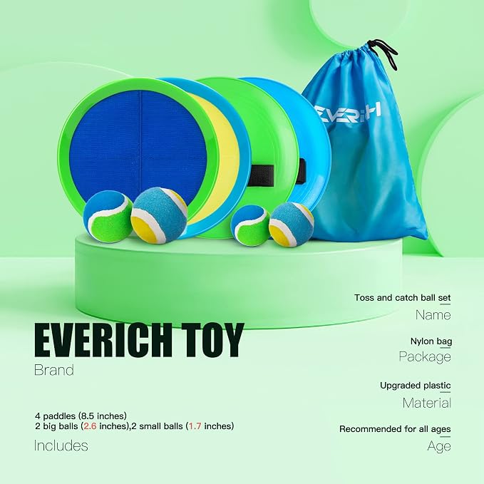 Upgraded Toss and Catch Ball Game Set, Beach Pool Toys Outdoor Games for Kids Toys, Outside Family Lawn Yard Games, for Boys Girls 3 4 5 6 7 8 9 10 11 12 Years Old