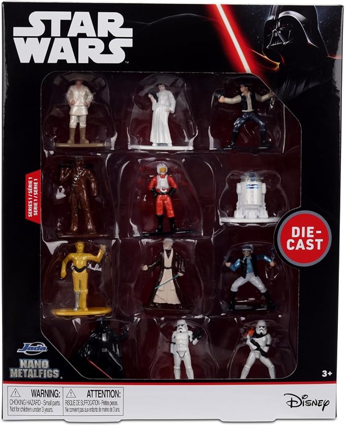 Jada Star Wars Nano Metalfigs 12-Pack – Series 1 Toys | 1.65” Die-Cast Mini Figures Featuring Luke Skywalker, Darth Vader, Princess Leia, and More