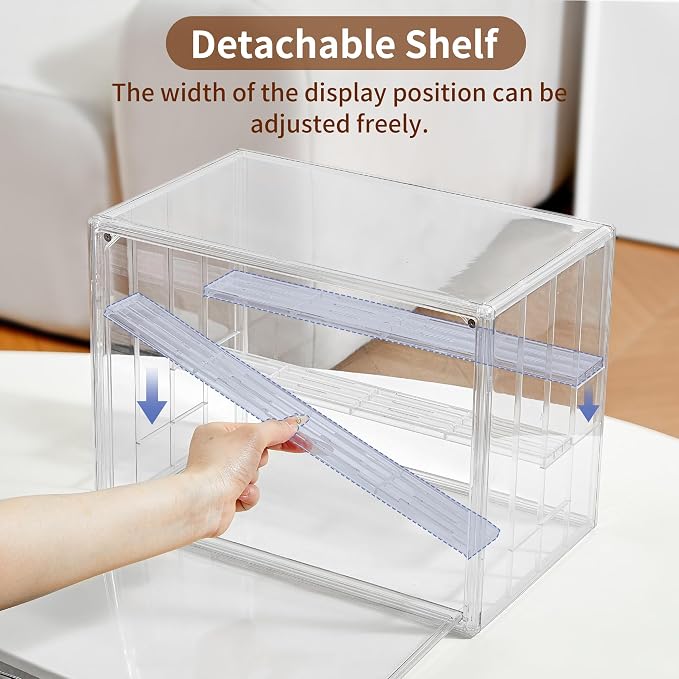 4 Pack Display Case for Collectibles 4 Layer Updated Adjustable Acrylic Display Case with Magnetic Door Clear Stackable Display Box Hobby Display Cases for Figures