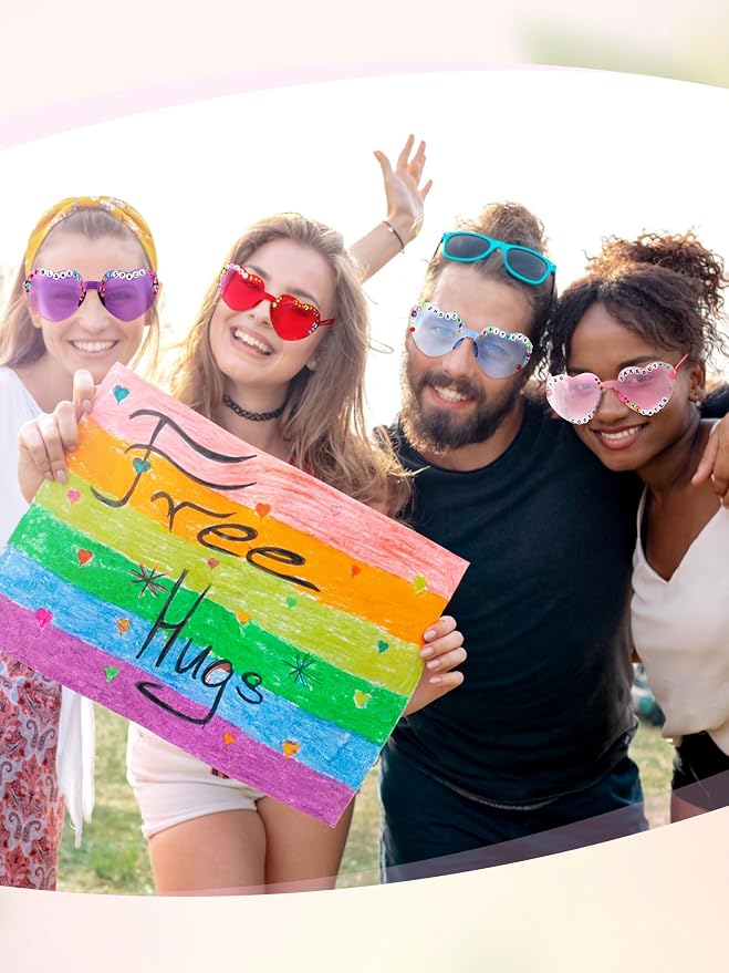 20 Pairs DIY Heart Sunglasses Popular Singer Themed Party Favors Friendship Heart Shaped Sunglasses for Girls Women Fans Birthday Party Supplies