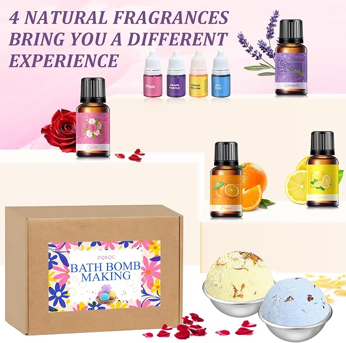 Bath Bomb Making Kit- DIY Bath Bomb Kit for Kids Adults, Make Your Own Spa Set, Shower Craft Kits with Bath Bomb Molds, Soap Making Kits, Bath Bomb Making Supplies Gifts for Girls Women
