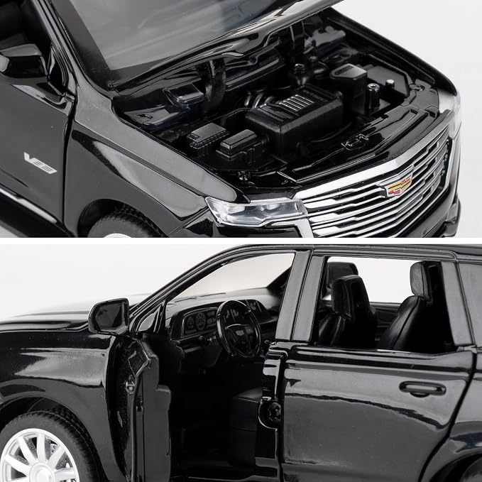 WAKAKAC Toy Cars Compatible for 1:32 Escalade SUV Model Cars, Pull Back Die-cast Vehicles, Collectible Cars with Sounds＆Lights for Kids Boys Girls and Adults, Gift Black