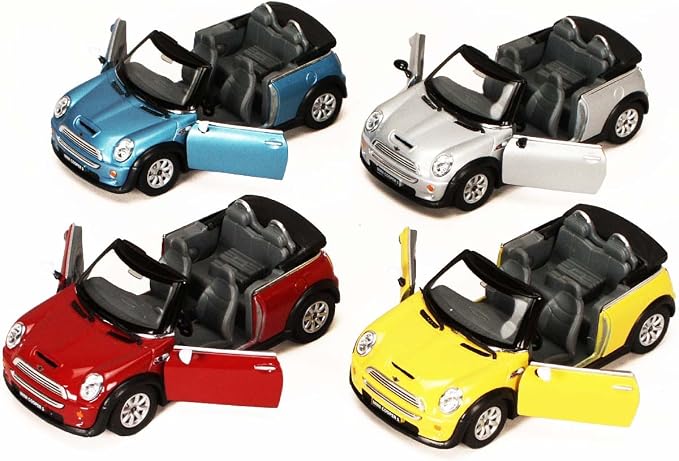 KiNSMART - Mini Cooper S 5" 1:28 Scale Die Cast Metal Model Toy Car (4 Set Convertible)