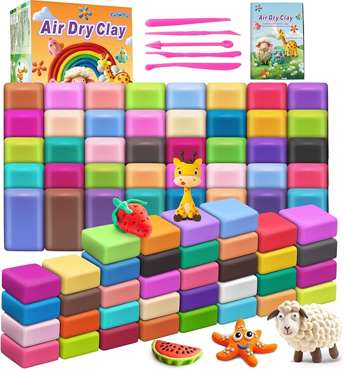 Air Dry Clay 76 Colors, Modeling Magic Clay Gift for Kids | Clay Set, 5 Sculpting Tools, Arts Crafts Gift, For Kids and Beginners
