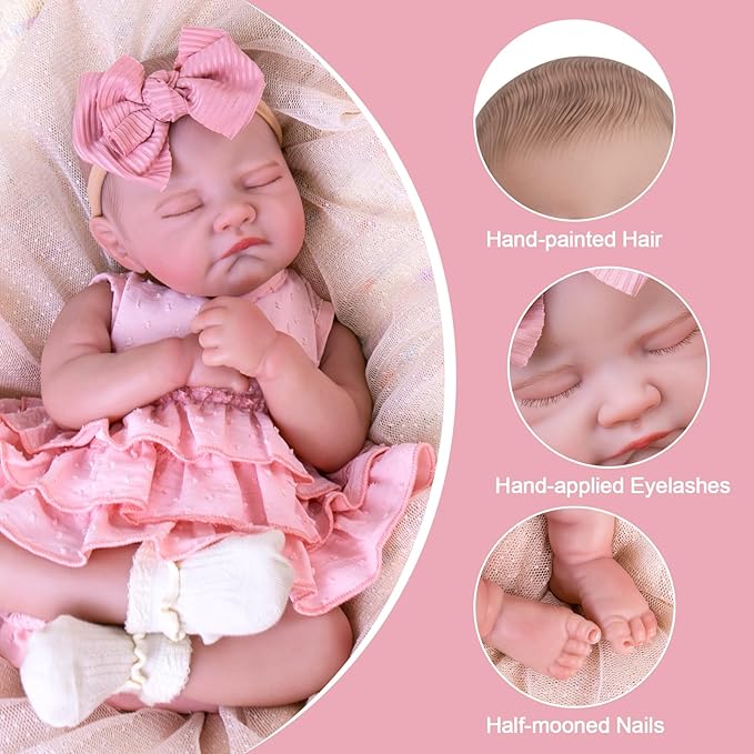 Aori Reborn Baby Dolls - Realistic 20 Inches Real Life Baby Doll with Feeding Kit, Lifelike Newborn Baby Girl Perfect for Kids 3+