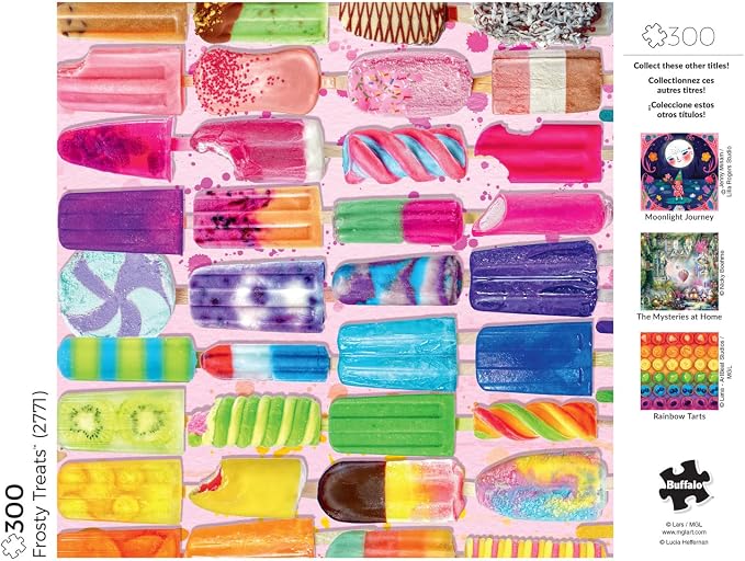 Buffalo Games - Frosty Treats - Lars Stewart - 300 Piece Large Jigsaw Puzzle for Adults - Playful Summer Ice Cream Art - Finished Size is 21.25 x 15.00, Oversized Pieces