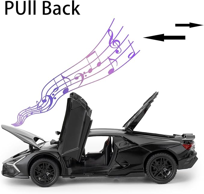 BDTCTK 1/32 Comapatible for Lamborghini ‌Aventador LP700-4 Model Car, Zinc Alloy Diecast Pull Back Toy Cars with Sounds and Lights Vehicles for Kids Boy Girl Gift (Black)