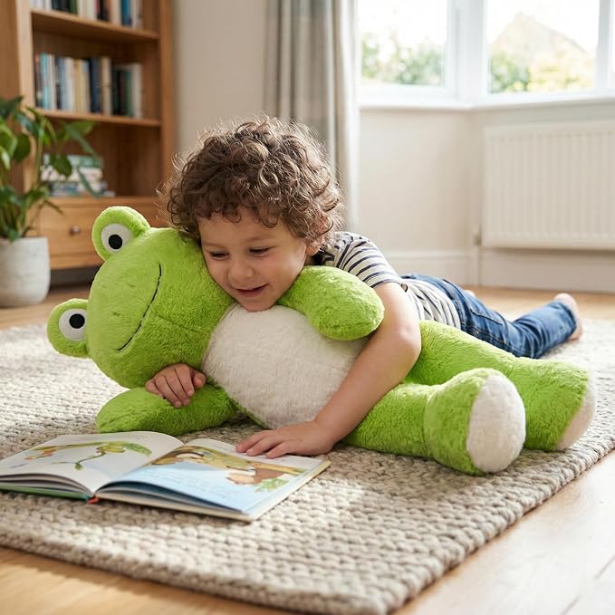 WEIGEDU Dressable Stuffed Animal Fits 3-6M Toddler Clothes, 24.8" Large Plush Toy with Long Limbs for Pretend Play, Soft Huggable Companion - Frog