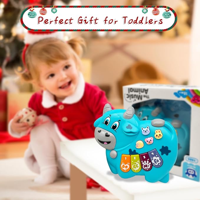 Baby Musical Toys Piano for 2 Year Old Girls Boys Toys Age 2 Light Up Music Learning Toys for Toddlers 3 Easter Gifts Infant Baby Toys 18 Month (Cow)