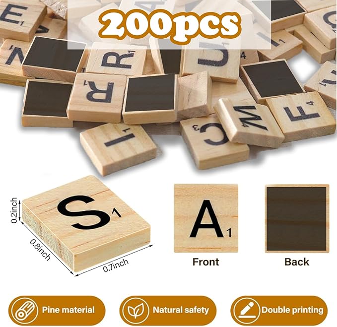 LSCQYYCC-200Pcs Magnetic Wooden Letter Bricks, Craft Letters - DIY Wooden Gift Decoration - Making Letter Coasters and Cross Games DIY Wood Gift Decoration - Making Alphabet Coasters