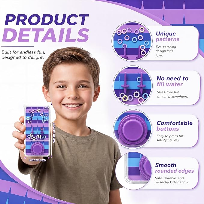 12 Pcs Video Game Party Favors for Kids Handheld Water Games Water Ring Toss Toys, Gaming Birthday Goodie Bags Stuffers Return Gifts Classroom Prize Rewards Bulk