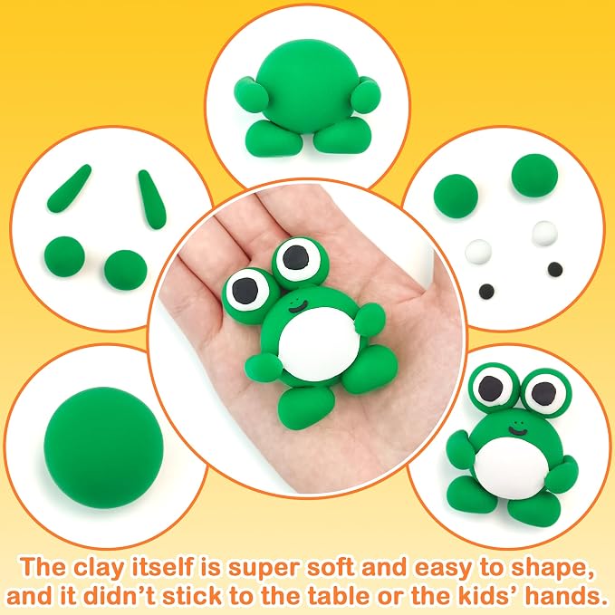 LanMa Air Dry Clay Kit for Kids, 12 Pack Animal Air-Dry Art Kits with Ultra Light & Soft Modeling Clay, Instructions, Sculpting Tools, Christmas Birthday Gifts for Boys Girls
