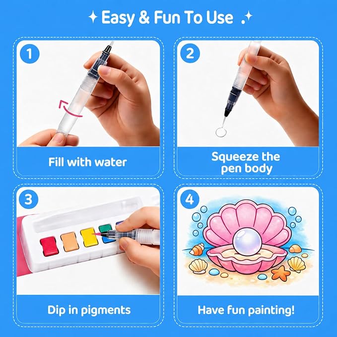 Underwater Treasure Water Coloring Book for Kids, DIY Paint with Water Kits, Fast-Drying & Washable, Multicolor Fun for Creative Minds, Perfect Educational Gift for Toddlers