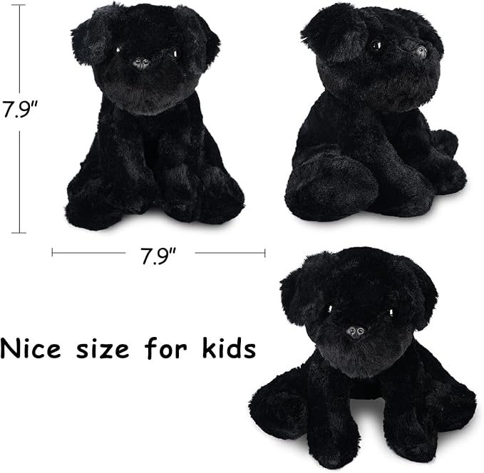 WEIGEDU Small Retrievers Labs Labrador Puppy Dog Stuffed Animals Plush Toys for Kids Boys Girls Birthday Bedtime Easter, 7.9" Black