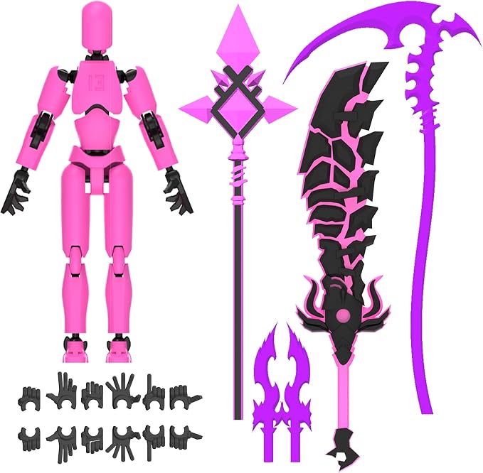 Glowing Titan 13 Action Figure Set Already Assembled, Dummy 13 3D Printed Action Figures with Weapons Accessories T Lucky Robo 13 Nova 13 Action Figures, Figura de acción 13 (Rose Red)