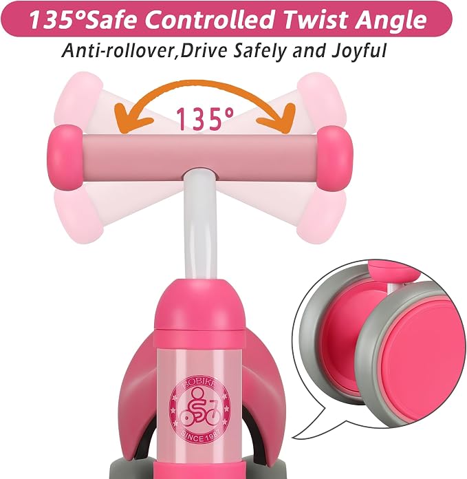 Baby Balance Bike Toys for 12-36 Months Kids Toy Boy Girls Gifts Toddler Best First Birthday Gift Children Walker No Pedal Infant 4 Wheels Bicycle (Rose Red)
