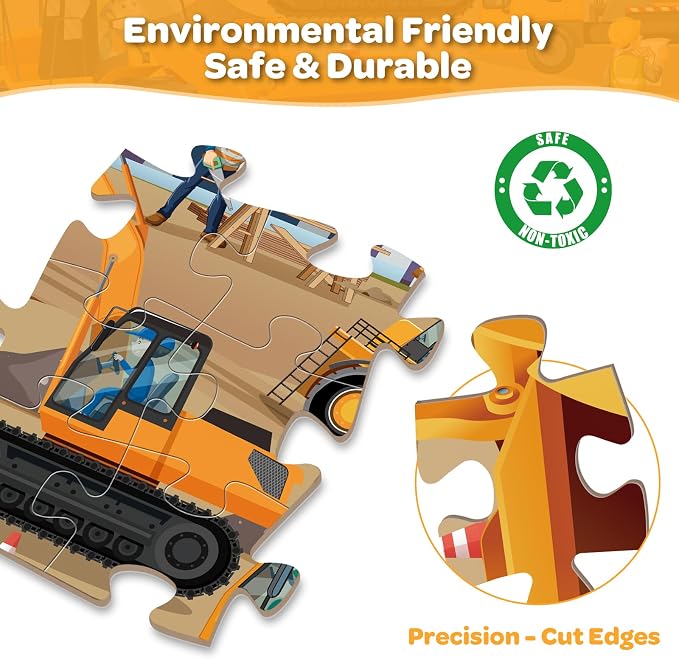 Jumbo Floor Puzzle for Kids, 48 Piece Large Construction Vehicle Jigsaw Puzzles for 3 4 5, Toddler Learning Preschool Educational Toys for 4-8, Birthday for Boys Girls