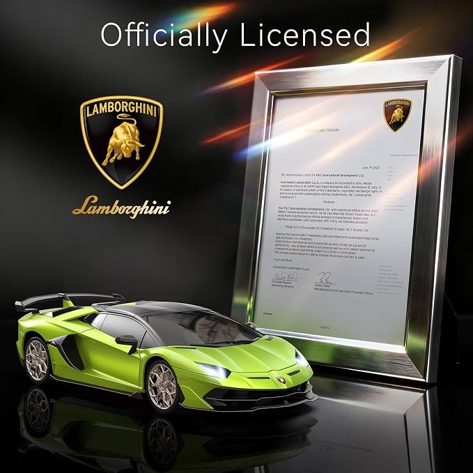 AEROQUEST 1:24 Lamborghini Remote Control Car （Green） | Officially Licensed,Birthday Gift,Toys for ages 3-8,Aventador SVJ Mode,Electric Sport Racing,Hobby RC Cars