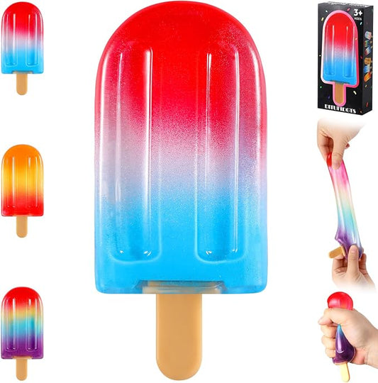 Malt Sugar Popsicle Squishy, Ice Cream Squishies Slow Rising Sensory Fidget Travel Toys for Adults, Kids, and Teens – Summer Classroom Prize (Red White Blue)