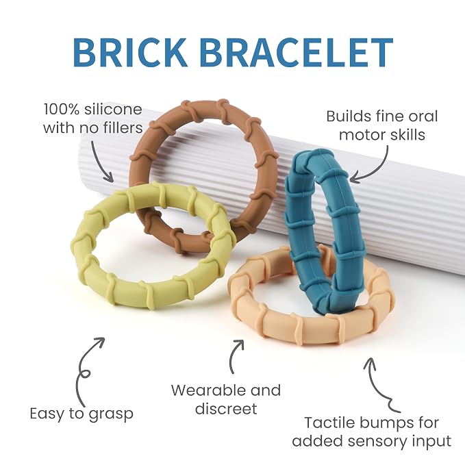 Sensory Chew Ring Toys for Autistic Chewers, Oral Motor Chewable Bracelets for ADHD, SPD, Oral Motor Stimulation or Special Needs