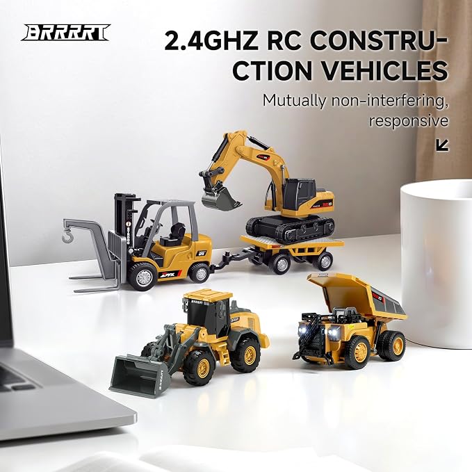 BRRRRT 1/64 RC Bulldozer Toy,Full Proportion RC Construction Vehicles Supports Pushing-Lifting-Moving,Type-C Direct Charging Alloy Remote Control Bulldozer,Birthday Gifts for Boys and Girls Age 3+