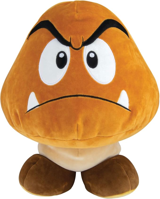 Club Mocchi- Mocchi - Nintendo Super Mario Plush, Collectible Squishy Goomba Plushies - 15 Inch, Brown