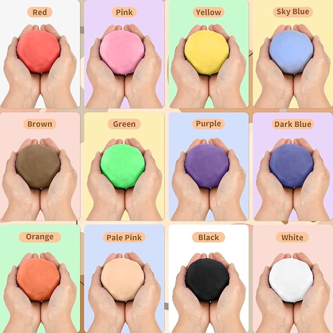 Busaurus - Air Dry Foam Magic Clay with Refill Packs, Skin & Natural Color for Youngsters to Creative Skills Development, Soft & Safe Modeling Clay for Kids Age 3+, DIY Clay for Sculpting - Peach