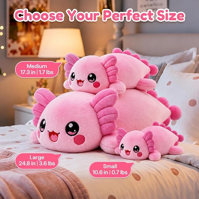 Axolotl Weighted Stuffed Animal, Soft Plush Toy Gift (10.6 Inch, 0.7 Lbs)