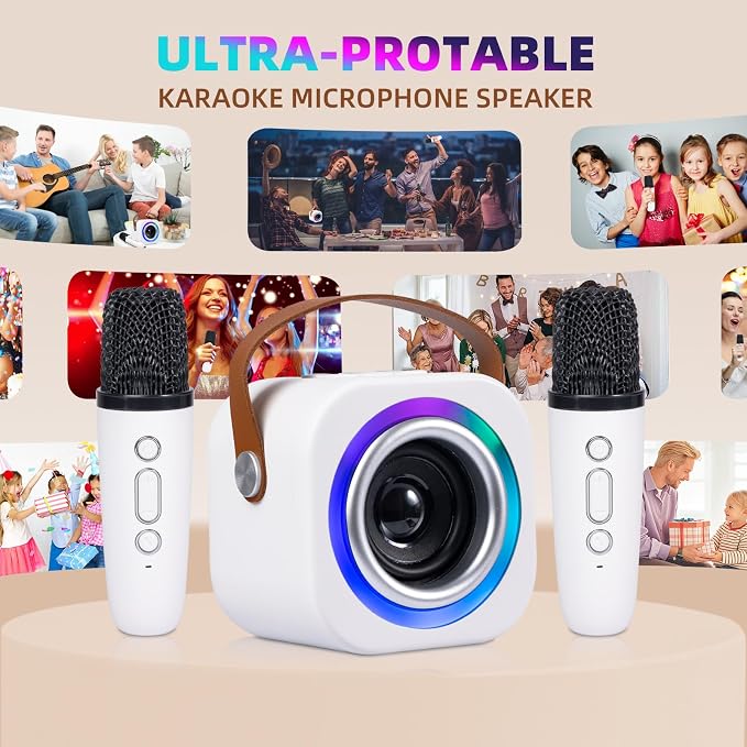Mini Karaoke Machine for Kids with 2 Wireless Mics,TOP Singing Toys Birthday Gifts Ideas for Girls Ages 3,4,5,6,7,8,9,10,11,12+ Years Old,Great Gift Ages Girls,Boys Trend Party